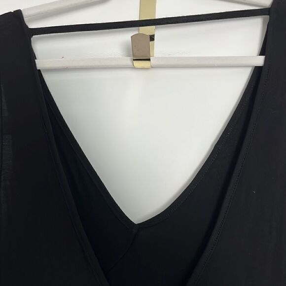 Enough about Me Black Soft Stretchy Maxi with 20in Slit DeepV Back Asymmetrical - Picture 9 of 10